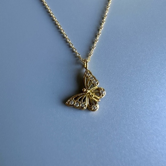 14k Gold Butterfly Necklace - Picture 4 of 11